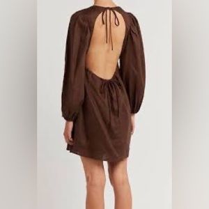 Dissh Lenore dress - backless linen dress in chocolate brown size us 8/uk aus 12